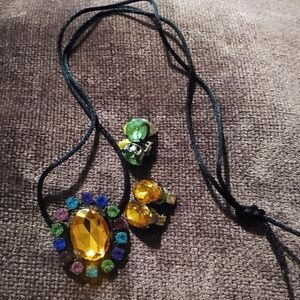 Clip Earrings And Pendant Very Colorful